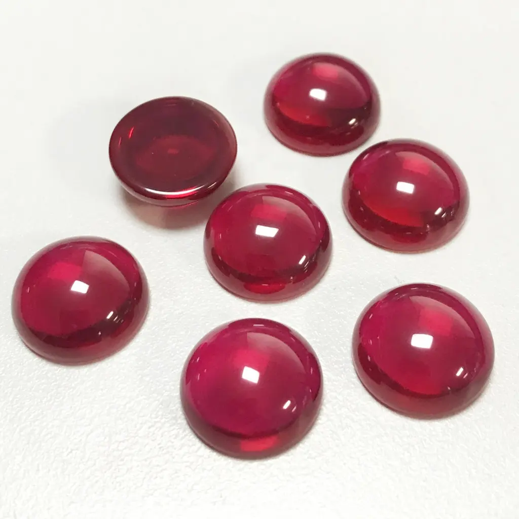 Baifu драгоценные камни круглый плоский кабошон синтетический рубиновый камень