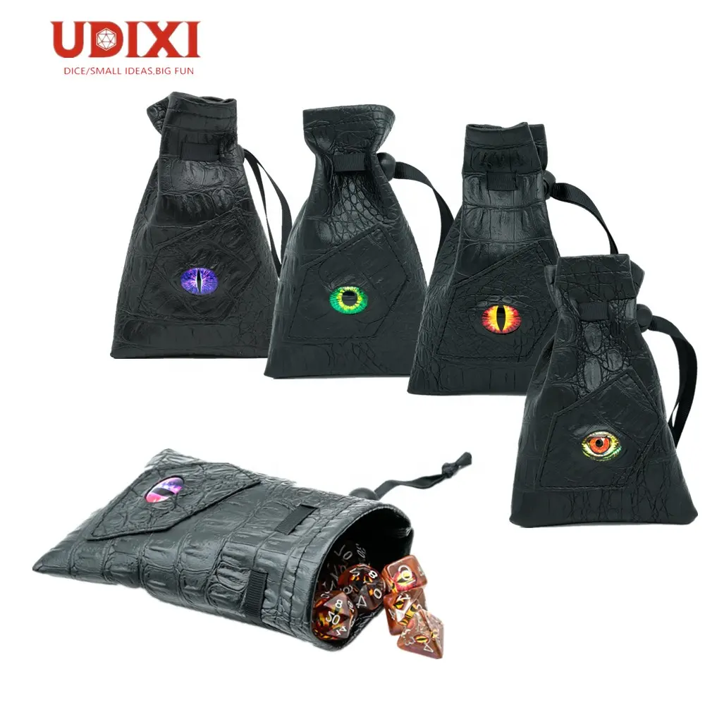 UdixiRPGレザーダイスバッグパッケージダンジョンズアンドドラゴンズのカスタムロゴDemon Eye d & dダイスバッグ