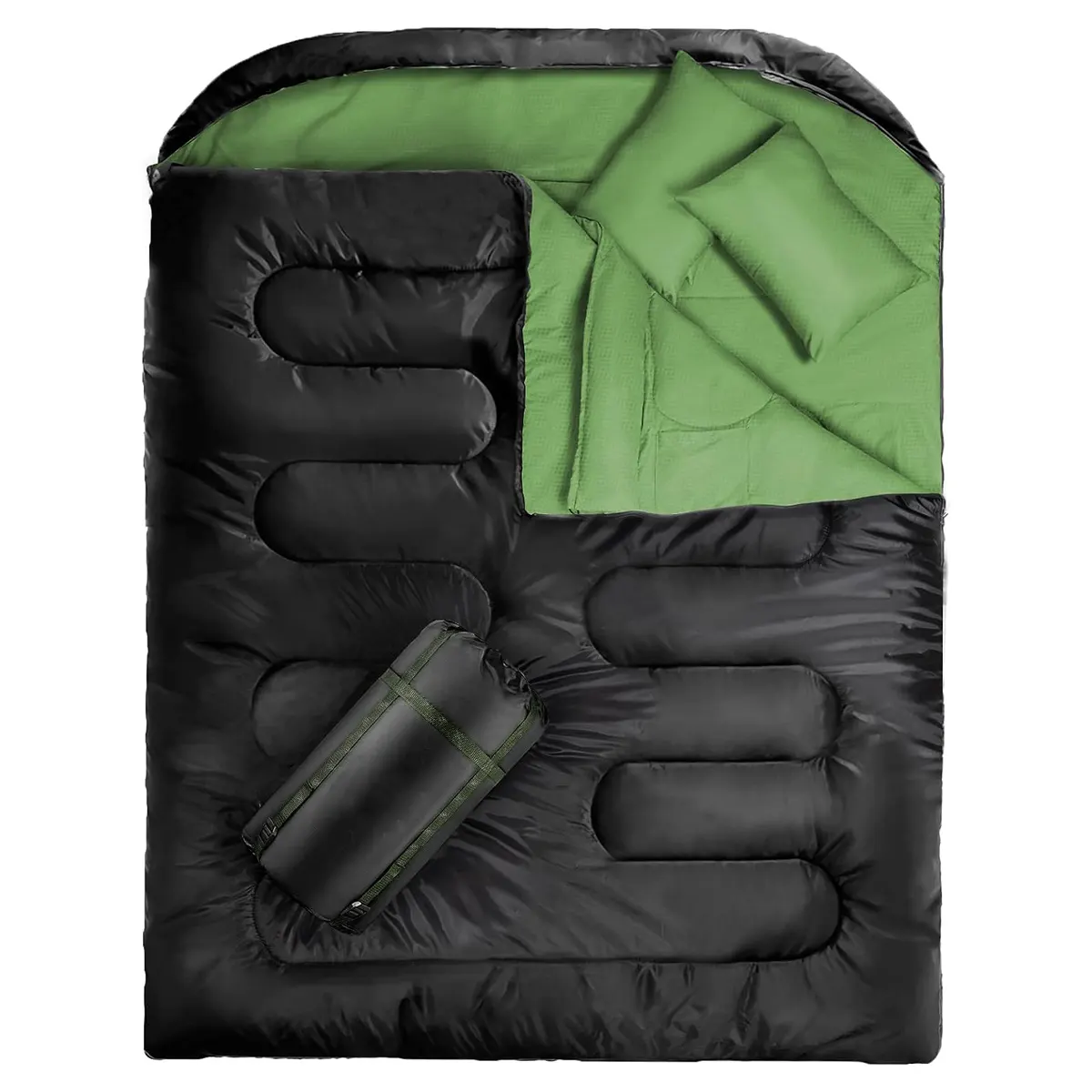 Saco de dormir duplo quente frio impermeável para adultos e crianças saco de dormir 2-pessoa com 2 travesseiros para camping caminhadas