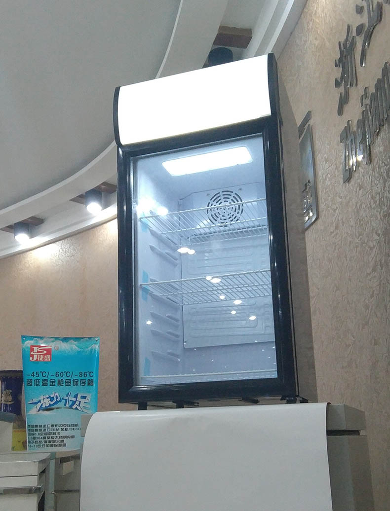 80L color injected beverage can refrigerated showcase countertop display fridge