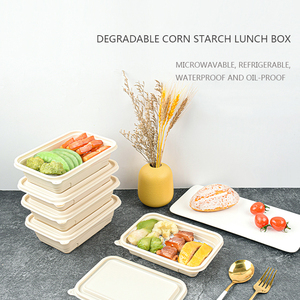 Customized Eco Friendly Biodegradable Composted Rectangle Corn <strong>Starch</strong> Lunch <strong>Box</strong> Sets Disposable Takeaway Food Container - Product Image 2