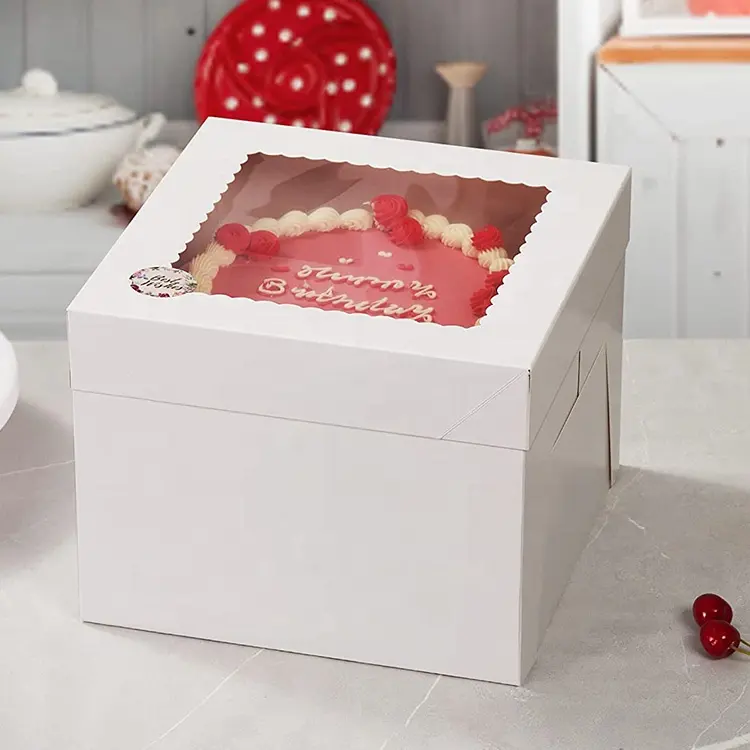 Caja de embalaje para Tartas, cartón blanco, 12 pulgadas