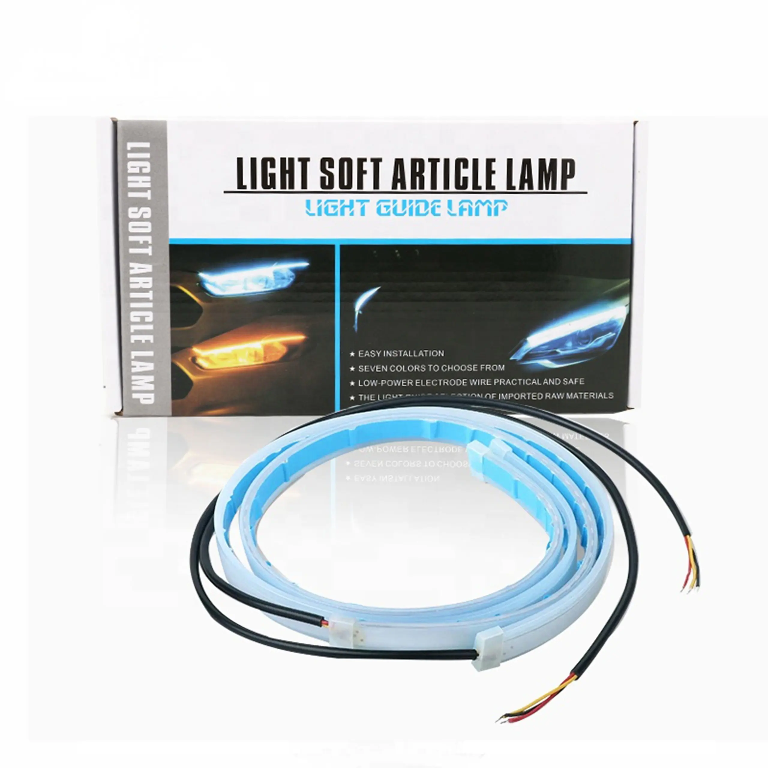 Lampu setrip Led sinyal belok mobil, lampu led Tube panduan fleksibel Drl kendaraan 30cm 45cm 60cm