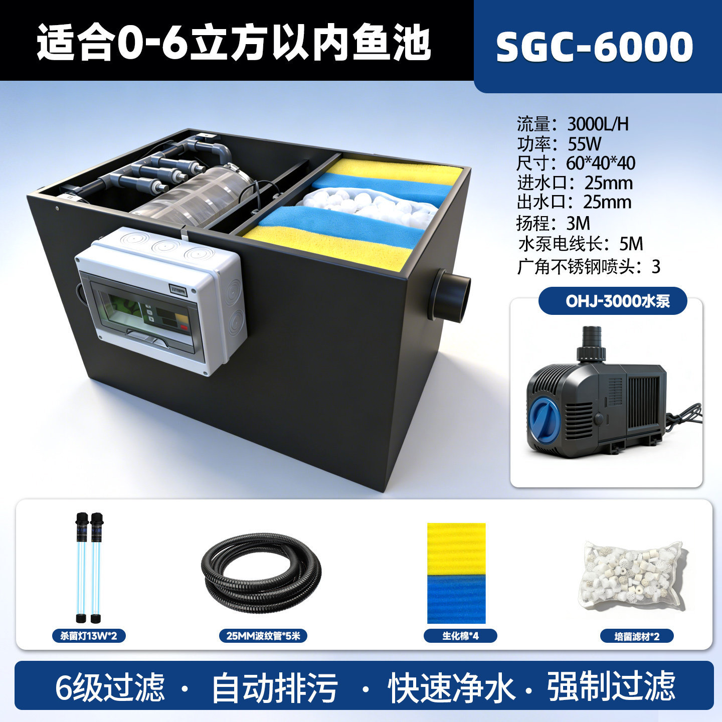 เครื่องกรองแบบดรัมทำความสะอาดอัตโนมัติ - แพ็คเกจระบบน้ำ 6 ตัน - ความถี่แปรผัน