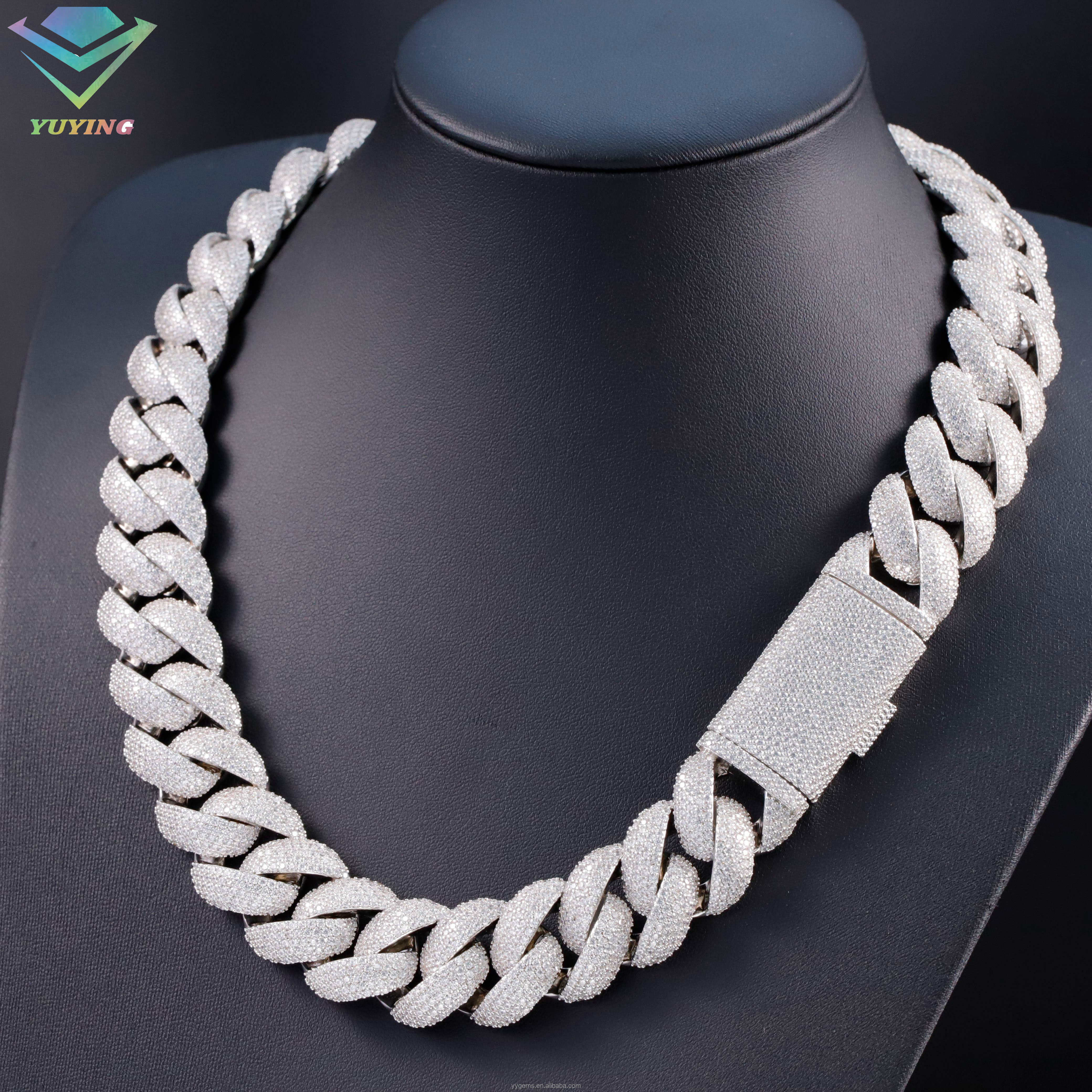 White-22 mm moissanite silver chain