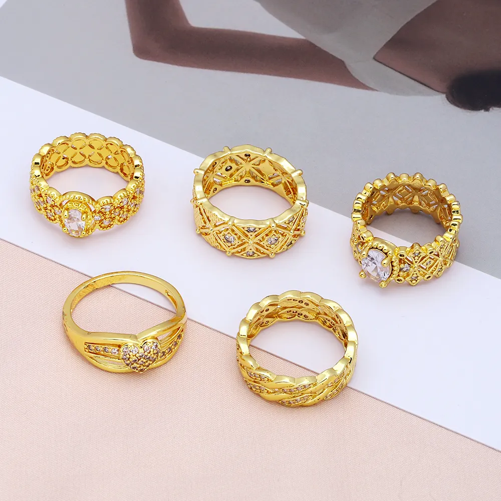 Jxx modern design competitive price women wedding brass gold plated ring jewelry elegance ring with zircons