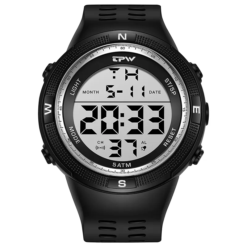 Jam tangan PRIA-reloj digital para hombre, cronógrafo de pulsera, de mano, deportivo