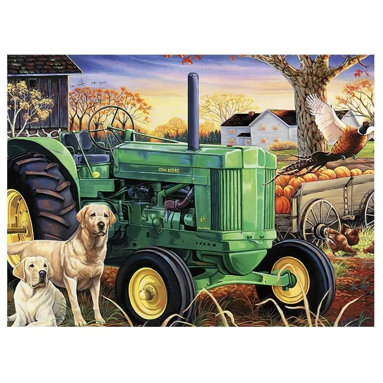 Ever Moment-Cuadro de perros con diamantes de imitación, Tractor de granja, piedras de resina cuadradas 3F376