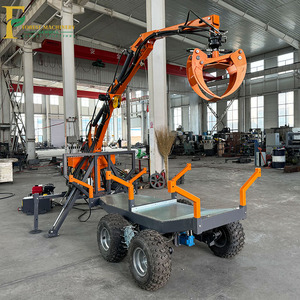 Remolque hidráulico de madera ATV con cargador de madera de grúa y pinza con troncos de carga alimentados por motor de gasolina con grúa de pinzas - Product Image 1