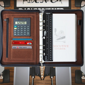 Pu de cuero notebook con calculadora organizador portátil con gobernante agenda cuaderno - Product Image 5