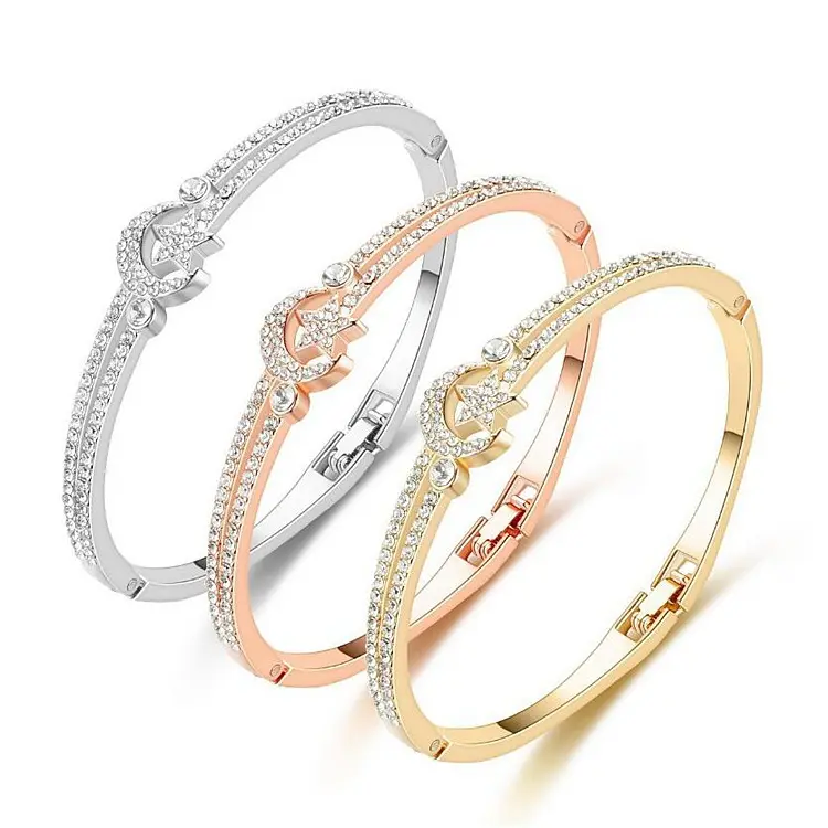 Braccialetto di diamanti pieni di luna stella di moda coreana ing braccialetto popolare di nicchia europea e americana