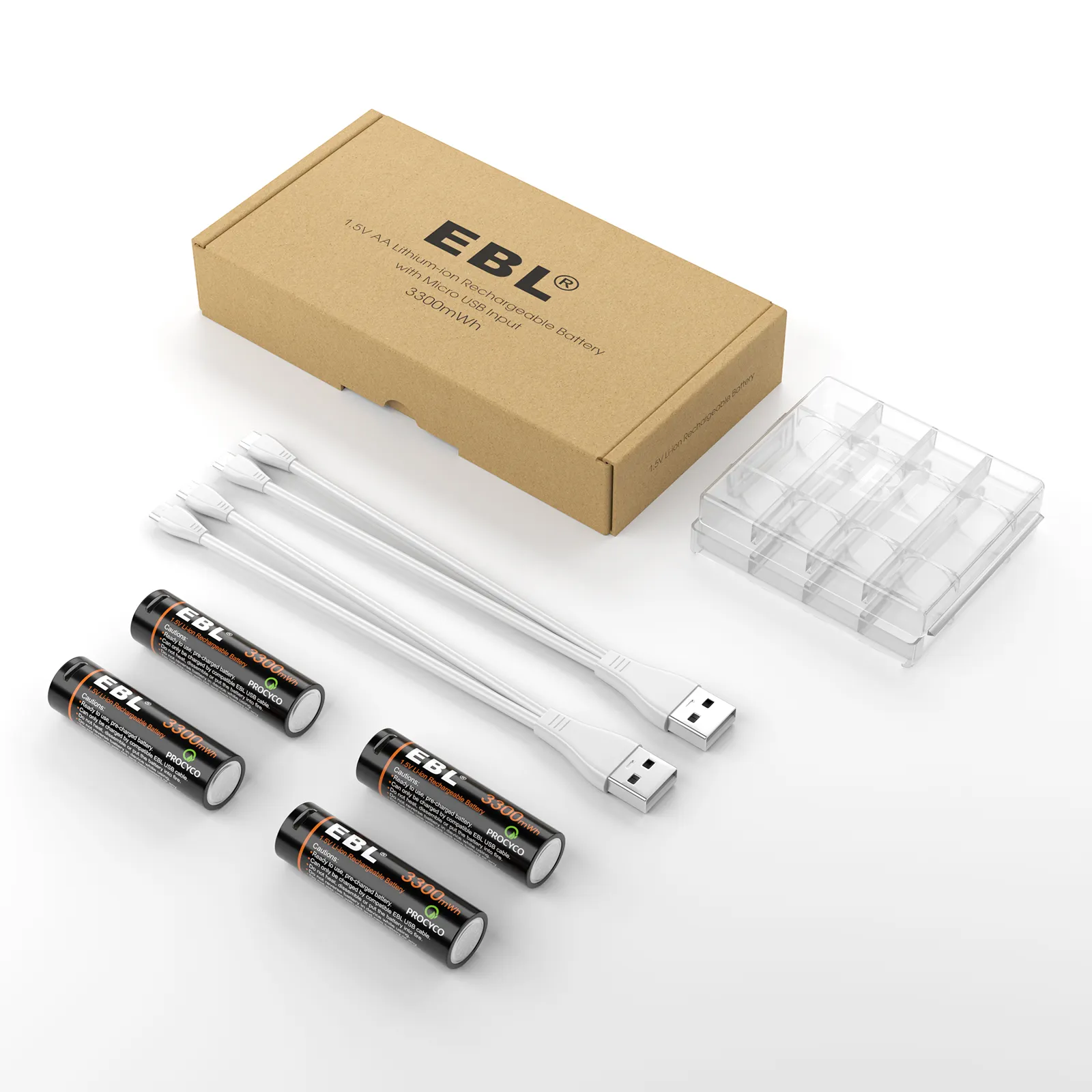 EBL оптовая продажа 3300 мВт/ч Новый AA Usb литий-ионный аккумулятор 1,5 В AA батарея