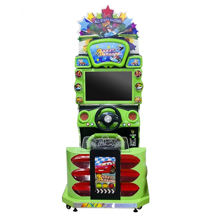 22 pollici secchio paradiso bambini a gettoni Mini simulatore di guida per bambini auto da corsa gioco videogioco Arcade