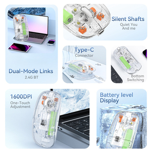 2025 şeffaf kablosuz fare çift mod 2.4G oyun fare şarj edilebilir fareler Laptop için PC bilgisayar ergonomik fare - Product Image 3