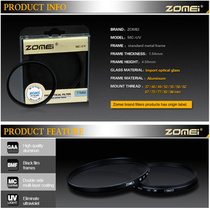 MC UV <strong>Filter</strong> ZOMEI 58mm Digital Camera <strong>Filter</strong> Lens Protection UV <strong>Filter</strong> for Canon Nikon - Product Image 6