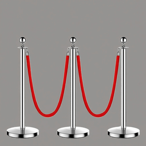 Kim loại bóng Đầu đường rào cản quản lý hàng đợi stanchion với nhung/chuỗi dây cho sự kiện bên kiểm soát đám đông - Product Image 1