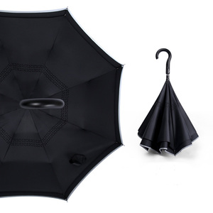 双层顶篷C型手柄防风反向倒置可逆伞 - Product Image 4