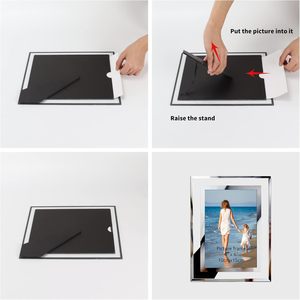 Bán Hot Glass pha lê 4*6 "khung ảnh tùy chỉnh hình ảnh màu trắng khung cho bàn - Product Image 5