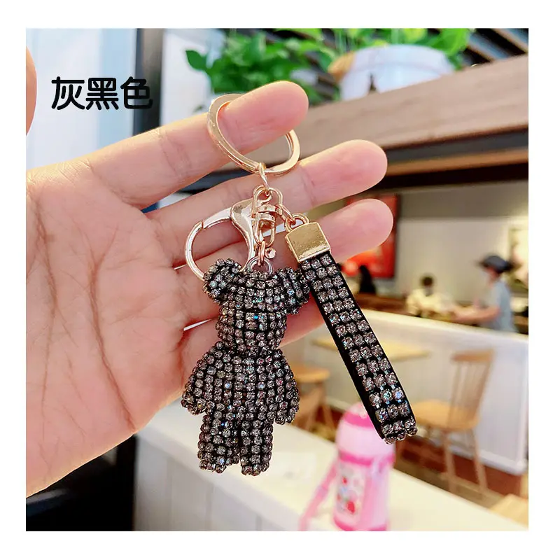 Mini Strass Orso Peluche Portachiavi Orso Bling Wristlet Portachiavi Diamante Piccolo Orso Del Braccialetto Del Pendente del Sacchetto Del Keychain