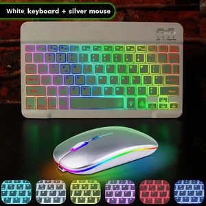 Teclado inalámbrico con ratón BT para tableta Android, IOS, Windows, retroiluminado, arcoíris, con ratón - Product Image 2