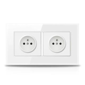 Wall Power Socket EU RU <strong>16A</strong> 250V 1/2/3/4/5 Outputs Power Wall Socket Glass Panel <strong>Plug</strong> Electrical Outlet With Safety Door - Product Image 2