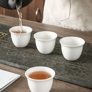 70ml seramik suudi Cawa çay bardağı Set beyaz kumtaşın özel baskı Kung Fu çay fincanları takım 12 adet - Product Image 1