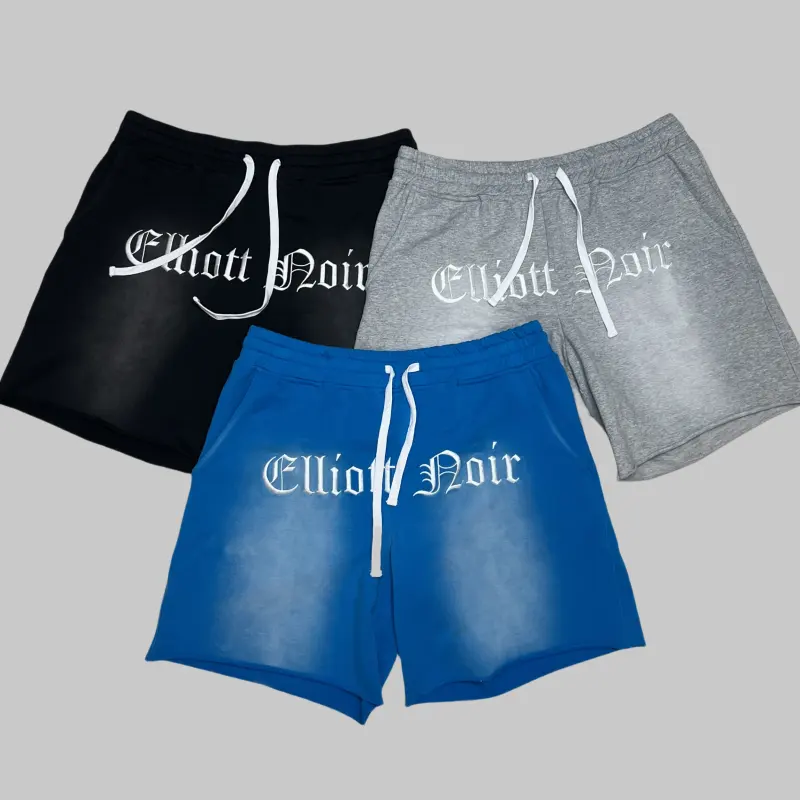 Individuelle Unisex Großhandel blanko Shorts Säure gewaschen roh Rande französische Terry Baumwolle Vintage Säure-Wäsche-Shorts für Herren