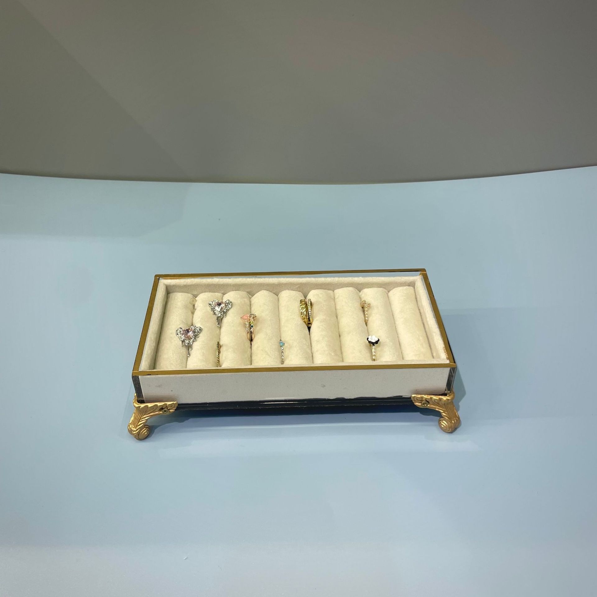 Gold+Beige Acrylic rings case