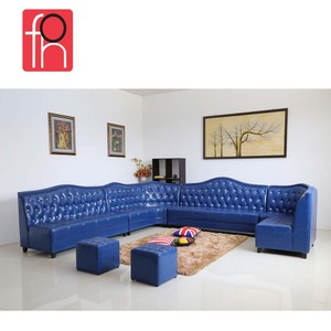 Dallas Black Pu bingkai kayu kulit buatan Sofa Stan Restoran dan meja batu (FOH-P19) - Product Image 6