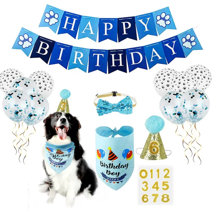 let's Pawty Banners Paw-Heliumballons-Set glückwunsch-zum-Geburtstag-Schal Hut-Bluetooth Geburtstagstorte für Baby Hund Junge Geburtstag Party-Dekoration