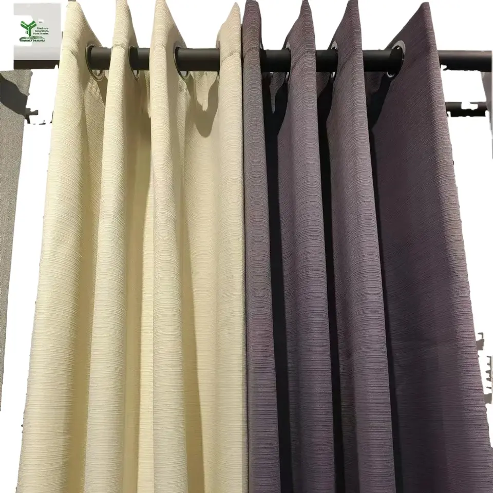 Striped Jacquard Shading Fabric Iron Ring Curtains for home decor for elegant and stylish Interiors