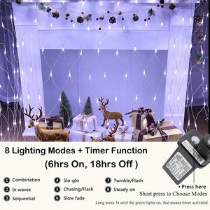 Новогодняя сетчатая лампа 5*5 футов, 120 светодиоды, 8 режимов, водонепроницаемая программируемая светодиодная сетчатая лампа, дерево, кусты, сад, уличный Декор (белый)
