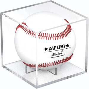 Capa de vidro de beisebol, cubo acrílico uv protegido, suporte de beisebol, caixa quadrada, exibição de emorabilia, armazenamento de beisebol
