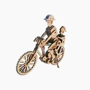 子供と大人のためのおもちゃの自転車の父と息子のジグソーパズル3DDiy木製パズルを組み立てる