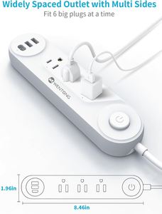 Enchufe de extensión de enchufe múltiple con cable de extensión Usb con interruptor Soporte de PIN de una sola fila CONSIP - Product Image 3