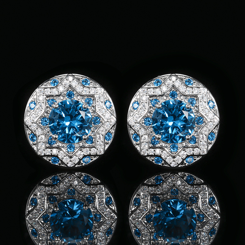 Boucles d'oreilles puces en cristal bleu pointu
