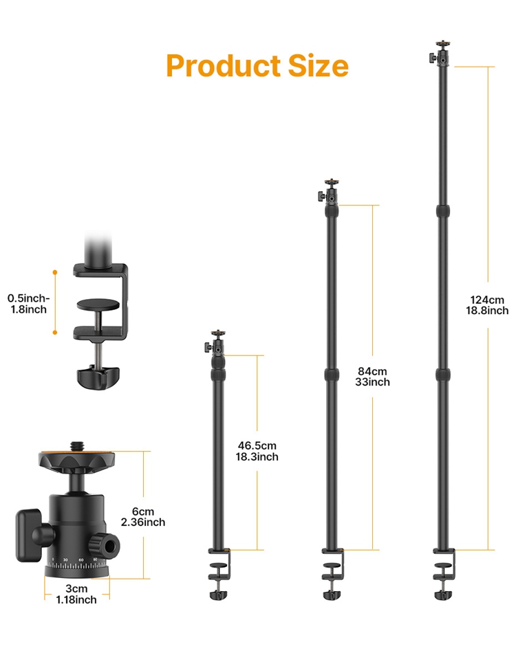 ODM/OEM VIJIM LS03 Light Stand With Phone Holder for iPhone One Plus