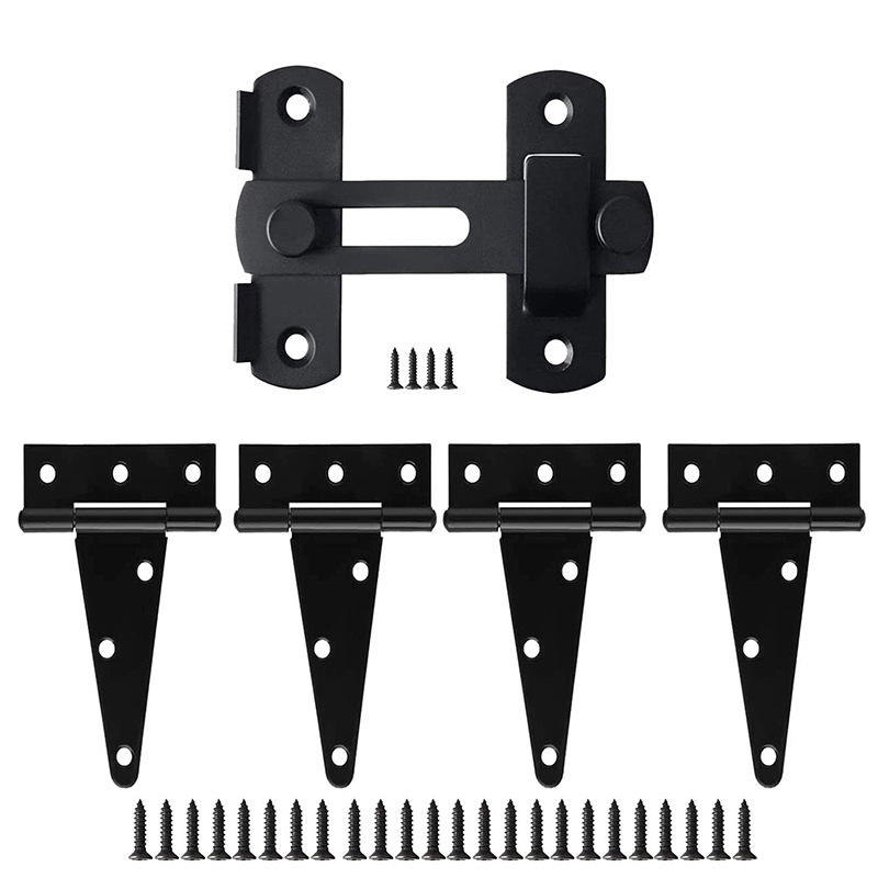 Charnière noire triangulaire en forme de T, ensemble de 4 pouces