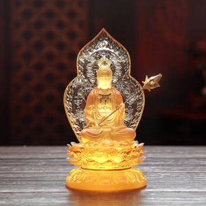 El yapımı kristal cam Bodhisattva heykeli kaya mat parlak kaplama Zen budist dekor için ev/ofis şık dini heykel