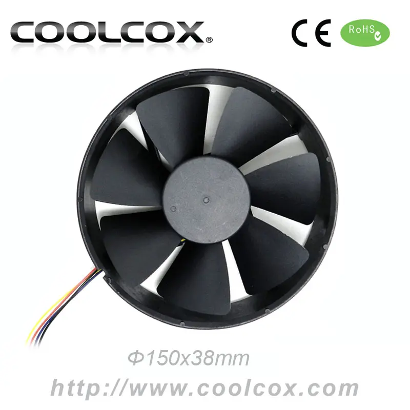 CoolCox 150x150x38mm DC axial fan,15038 air cooling fan,12V/24V exhaust fan,CW/CCW rotation fan,Ventilation system fan