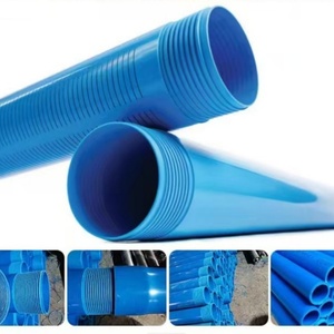 SCH40 mavi UPVC derin su kuyu kuyu kılıf boru/boru 4 "6" 8 "fabrika oluklu ekranlar ile esnek dişli biter - Product Image 3