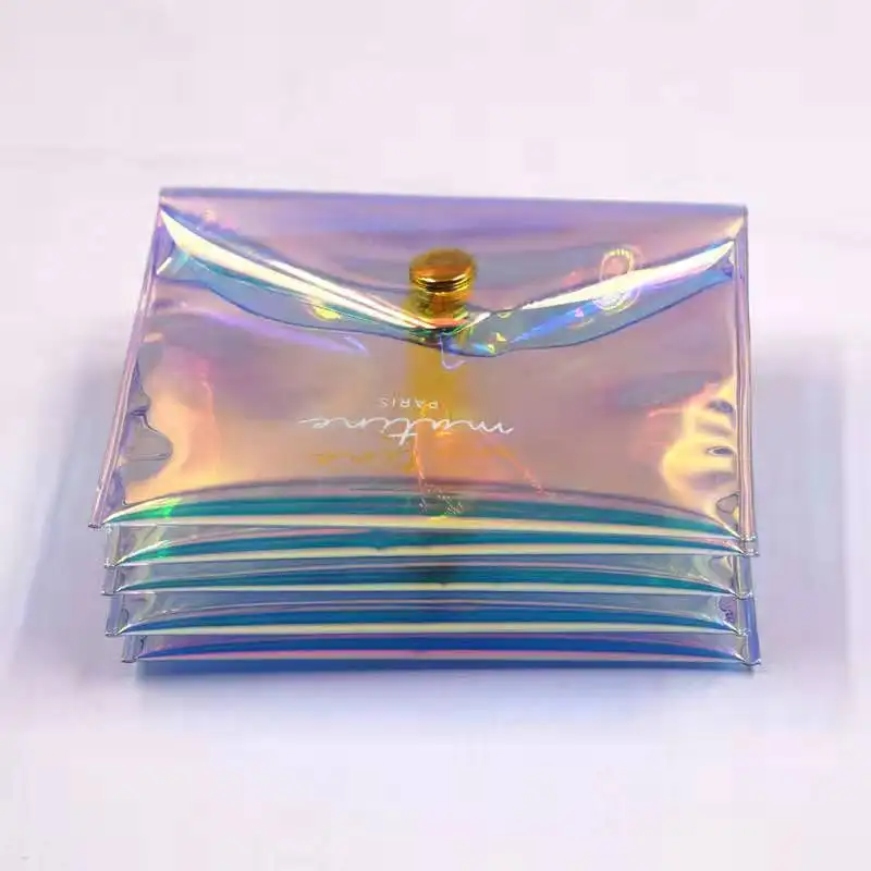 Sinfonia di plastica trasparente delle donne pacchetto di carta ultra-sottile multi-carta di piccolo pulsante della borsa della moneta del supporto di carta della borsa