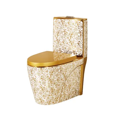 Chaozhou üretici sıhhi tesisat tek parça altın kaplama tuvalet lüks tuvalet altın stool stool