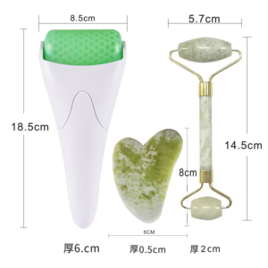 SYMLM 3-in-1 yüz buz yeşim rulo ve kazıma aracı kuvars yeşim rulo Gua Sha kazıma masaj aleti - Product Image 4