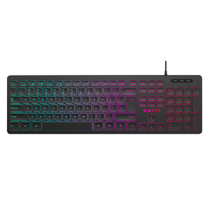 Kb660 Havit Black Usb Wired Teclado de Mesa <span class=keywords><strong>Flat</strong></span> Slim 104 Teclas Laptop Tastatur Teclado para Escritório Computador Pc Laptop