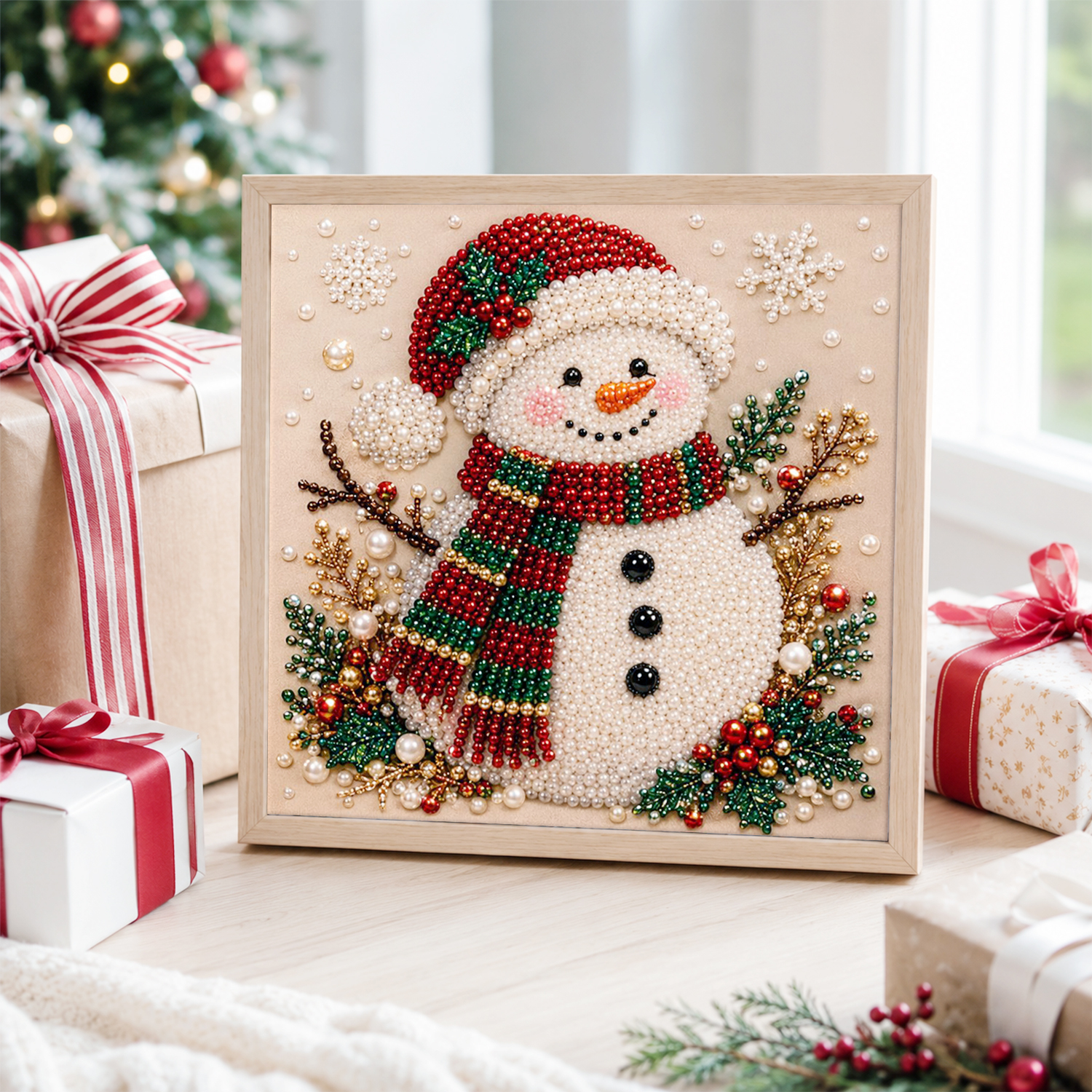 ZZB00008 Christmas Snowman Pearl Painting