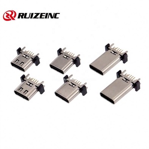 USB连接器TYPE-C母插座16p垂直通孔安装垂直板安装H9.3/10.0/10.5mm - Product Image 1
