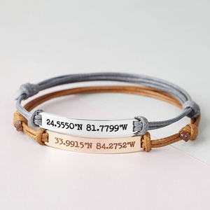 Gravur personal isierte Logo Armband Edelstahl Bar Charm verstellbare Schnur Armband
