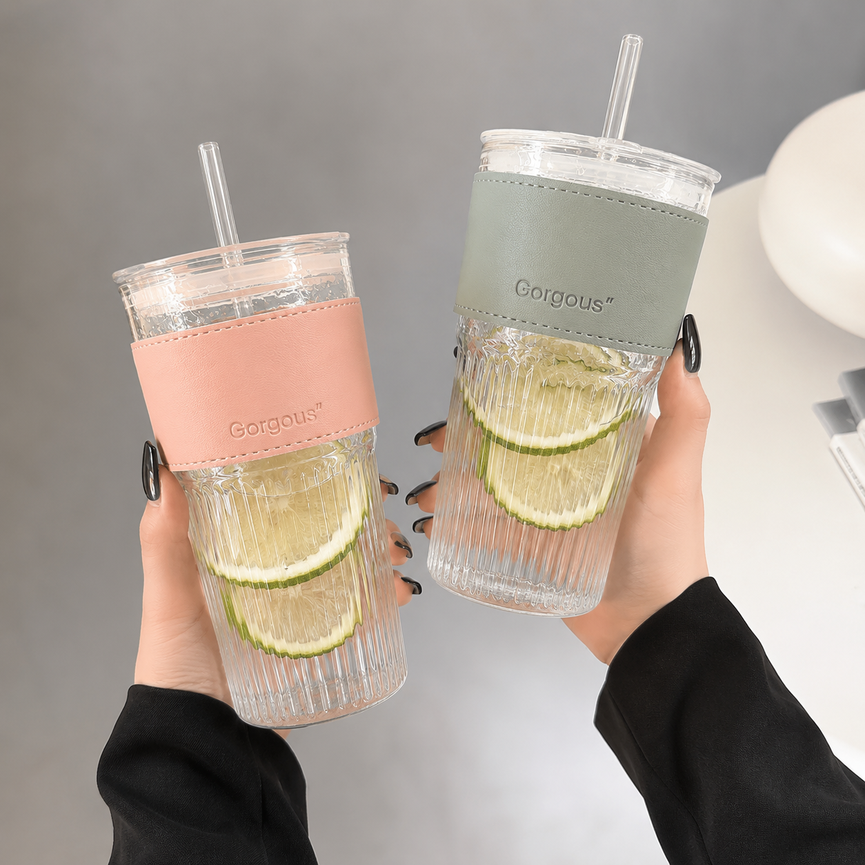 Cup, straw, lid, pink cup cover