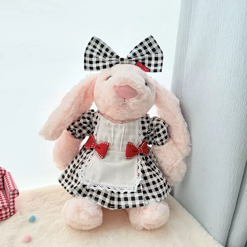 03-Bow black and white plaid skirt